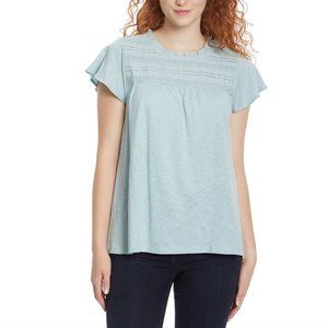 NWT Ella Moss Women's Lace Trim Crew Neck Knit Top Blue Size XL $60 1HL213